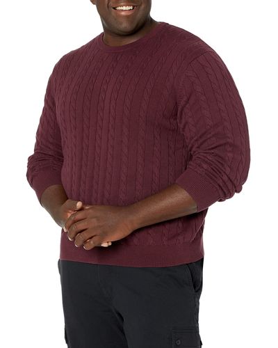 Amazon Essentials Crewneck Cable Cotton Sweater - Red