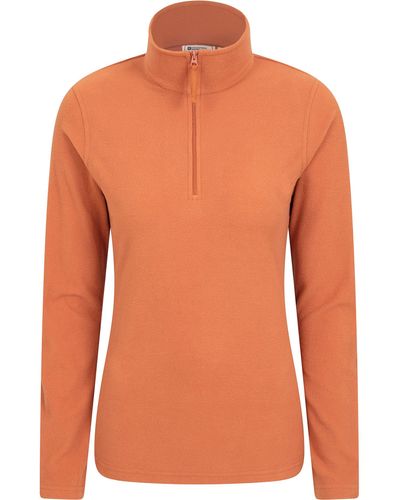 Mountain Warehouse Camber Half Zip Womens Striped Fleece - Lightweight, Warm & Cosy Half Zip Sweatshirt Top - Best For Camping, - Orange