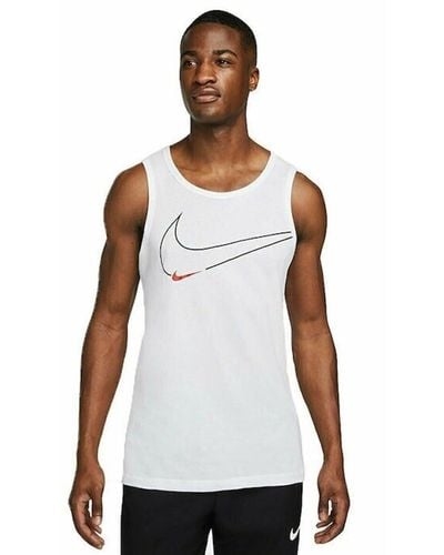 Nike Dri-fit S Graphic Training Tank Vest Top - White