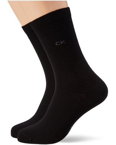 Calvin Klein Flat Knit Crew Socks 2 Pack Chaussettes Classiques - Noir