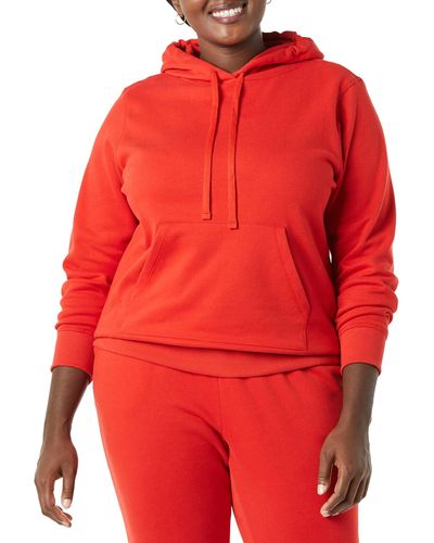 Amazon Essentials Plus Size French Terry Fleece Pullover Hoodie Blusa - Rojo