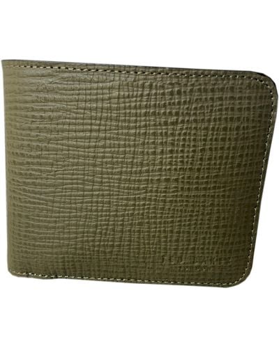 Ted Baker Olive Crosshatch Contrast Bi-fold Wallet - Green