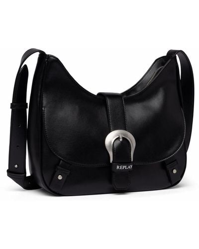 Replay Women's Shoulder Bag With Adjustable Handle - Black