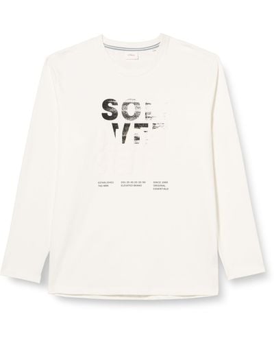 S.oliver Big Size Langarmshirt mit Label Print - Weiß