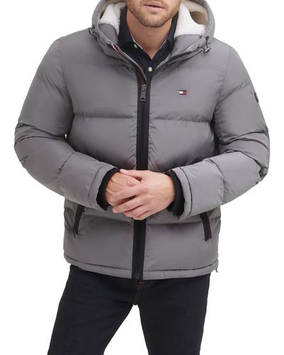Tommy Hilfiger Hooded Puffer Jacket - Gray