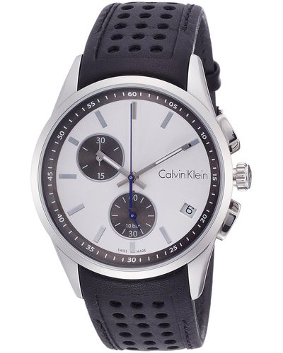 Calvin Klein Chronograph Quarz Uhr mit Leder Armband K5A371C6 - Grau
