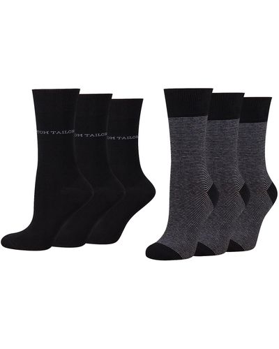 Tom Tailor Women socks 6er stripe black 35-38 - Schwarz