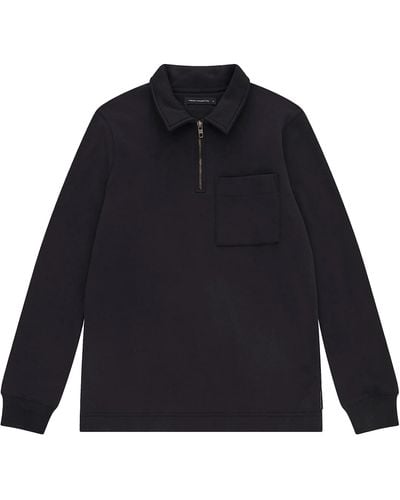 French Connection Collared Half Zip Pocket Jumper Small - Blue