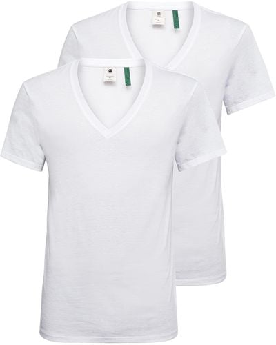 G-Star RAW Base Htr V T S/S 2-Pack Camiseta para Hombre - Blanco