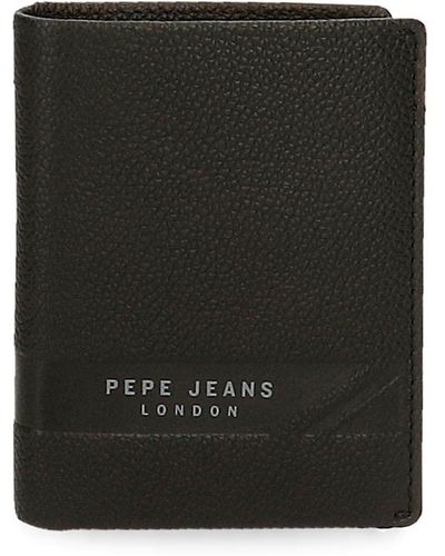 Pepe Jeans Basingstoke Cartera Vertical con Monedero Negro 8,5x10,5x1 cms Piel
