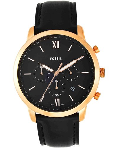 Fossil Herren Chronograph Quarz Uhr mit Leder Armband FS5503 - Schwarz