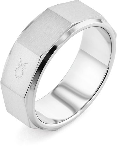 Calvin Klein Jewellery Stainless Steel Faceted Bolt Ring Color: Silver - Metallic