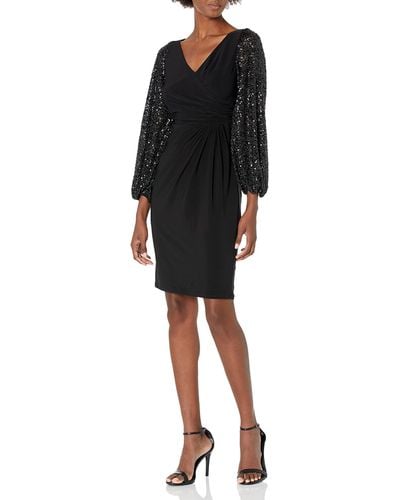 Adrianna Papell Draped Jersey Cocktail Dress - Black