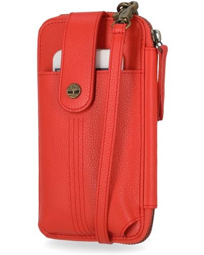 Timberland Womens Wallet Rfid Leather Crossbody Phone Bag - Red
