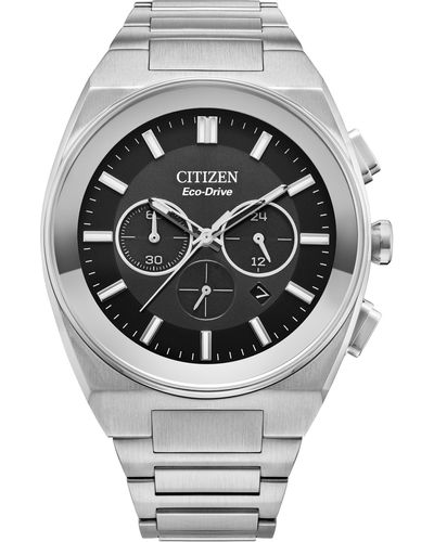Citizen Eco-drive Modern Axiom Chronograph Silver Stainless Steel Watch - Metallic