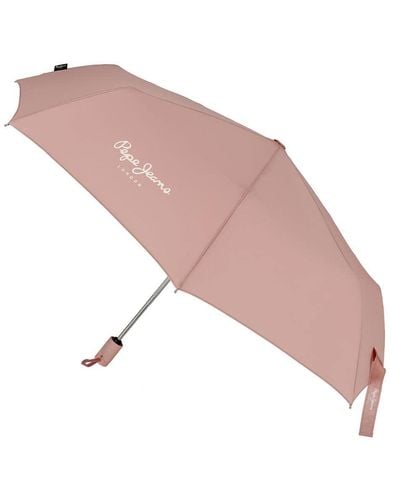 Pepe Jeans Macy Parapluie pliant rose polyester avec canne en aluminium