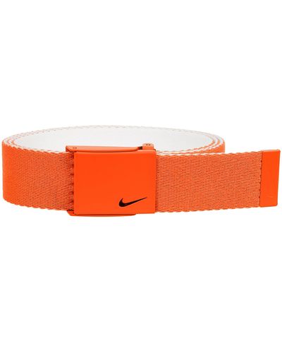 Nike New Tech Essentials Reversible Web Belt, Team Orange/white, One Size