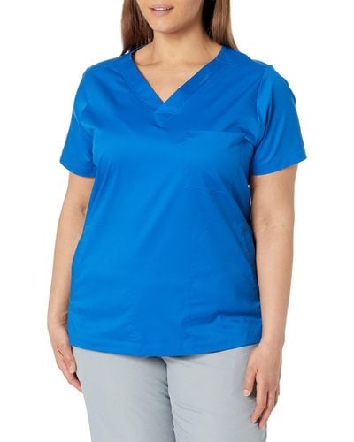 Amazon Essentials Classic Fit V-neck Short Sleeve Scrub Top - Blue