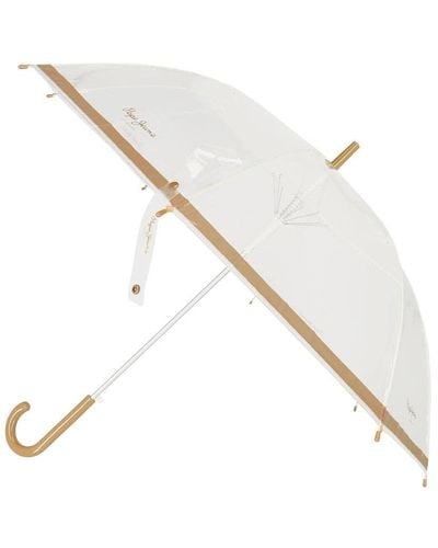 Pepe Jeans Lexy Yellow Polyester Umbrella With Aluminium Stick - White