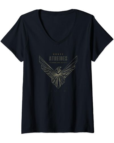 Dune House Atreides Eagle Logo T-Shirt avec Col en V - Noir