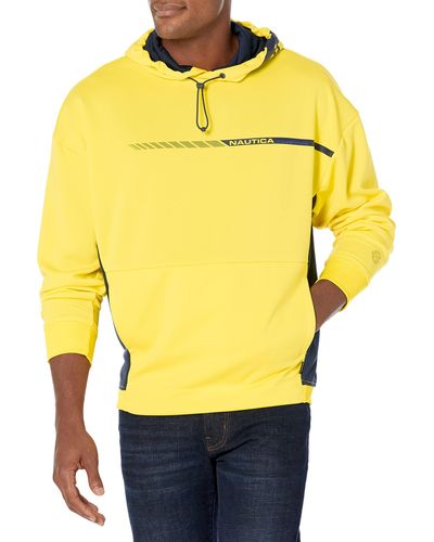 Nautica Mens Competition Sustainably Crafted Logo Pullover Hoodie Sweatshirt - Gelb