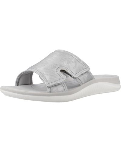 Clarks Glide Bay 2 Synthetic Sandals In Metallic Standard Fit Size 6 - White