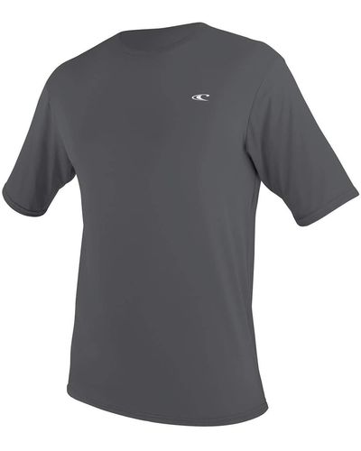 O'neill Sportswear Basic Skins Slim Fit Rash Tee 4xlt Smoke Wave Logo - Grey