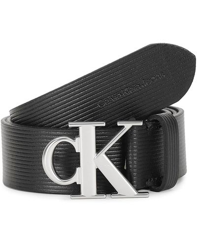 Calvin Klein Round Mono Plaque Lthr Belt 40mm - Black