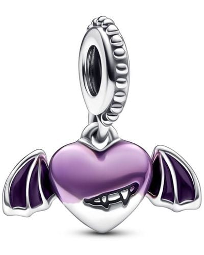 PANDORA Vampire Winged Heart Dangle Charm - Purple