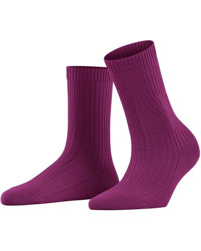 FALKE Socken Cross Knit W SO Baumwolle Wolle einfarbig 1 Paar - Lila