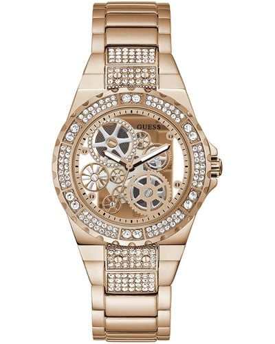 Guess Cut 39mm Watch – Glitz Dial With Rose Gold-tone Stainless Steel Case & - Metallic
