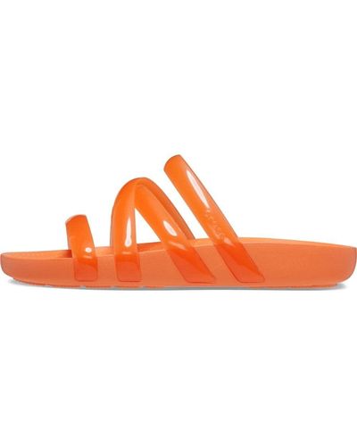 Crocs™ Splash Glossy Strappy Sandal Persimmon Size 7 Uk - Orange