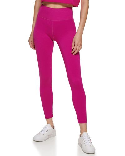 Calvin Klein Performance Thin Rib High Waist 7/8 Length Tight Leggings - Pink