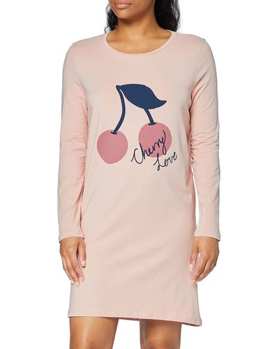 Iris & Lilly Langärmeliges Nachthemd aus Flanell - Pink