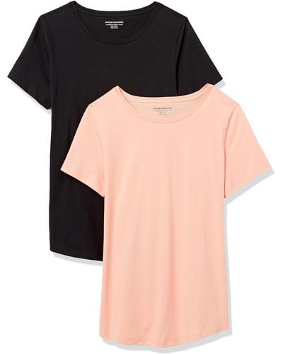 Amazon Essentials T-Shirt Col Rond À ches Courtes 100% Coton Coupe Classique - Noir