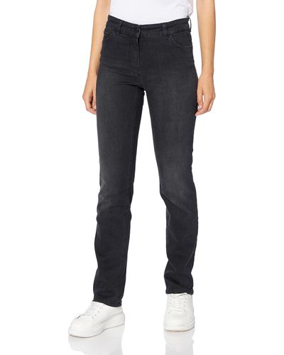 Gerry Weber 5-Pocket Jeans Straight Fit unifarben reguläre Länge Grey Denim 40 - Blau