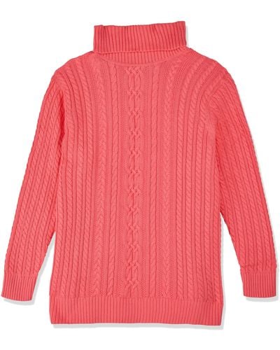 Amazon Essentials Fisherman Cable Roll-neck Sweater - Pink