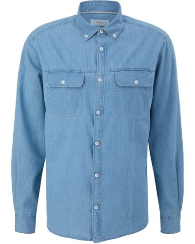 S.oliver Regular: Denim-Hemd mit Button Down-Kragen 2125836,blau,M