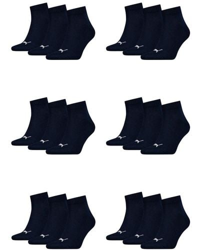 PUMA 15 Paar Quarter Socken Sneaker Gr. 35-49 für Füßlinge - Blau