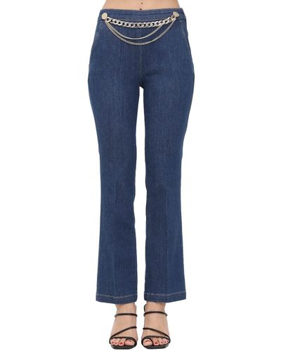 Liu Jo Jeans Donna Denim Jeans a Zampa con Catene Pendenti 31 - Blu