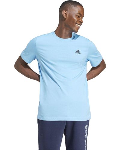 adidas Essentials Single Jersey Embroidered Small Logo Tee T-Shirt - Blau