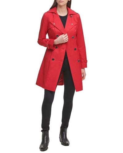 Cole Haan Double Breasted Trench Coat - Red