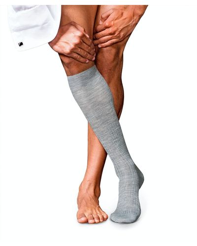 FALKE Luxury Line No. 7 Knee-high Socks Finest Merino Wool Black Grey More Colours Thin Fine Long Length Thermal Warm Plain Pattern