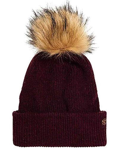 Superdry S Heritage Ribbed Beanie Hats Maroon One Size - Purple