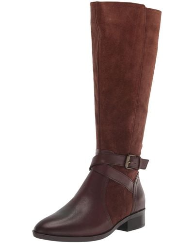 Naturalizer S Rena Knee High Riding Boot Chocolate Bar Suede/leather Wide Calf 7.5 W - Brown
