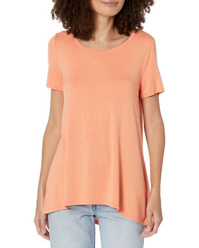 Amazon Essentials Kurzärmliges Swing-T-Shirt mit U-Ausschnitt und lockerer Passform - Orange