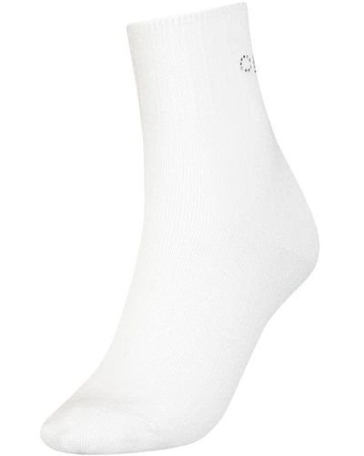 Calvin Klein Crystal Logo Anklet Socks 1 Confezione Calzini Corti - Bianco