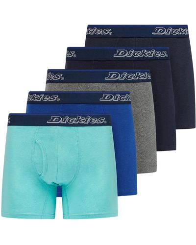 Dickies Boxershorts Baumwolle Unterwäsche für Männer 5er Pack - Blau