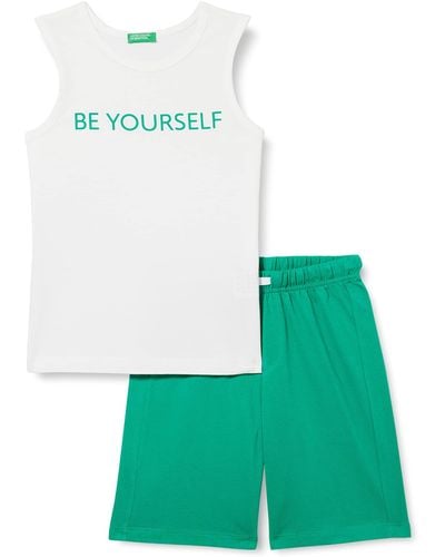 Benetton Comp(T-Shirt+Short) 3096CK005 Pantaloni - Verde