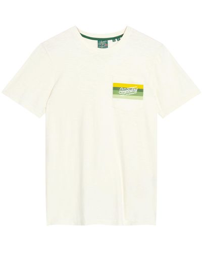 Superdry Cali Striped Logo T Shirt - White